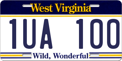 WV license plate 1UA100