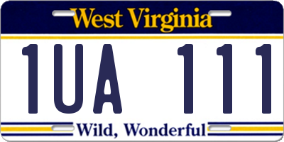WV license plate 1UA111