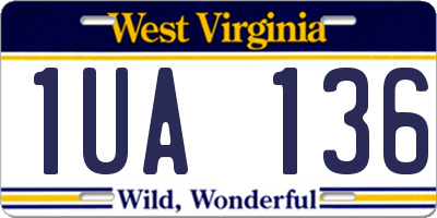 WV license plate 1UA136