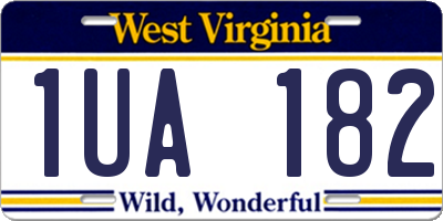 WV license plate 1UA182