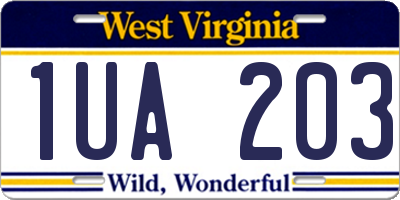 WV license plate 1UA203