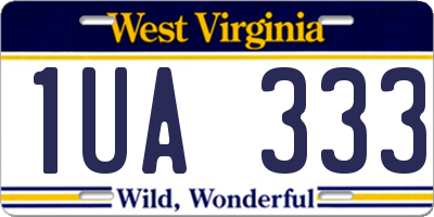 WV license plate 1UA333