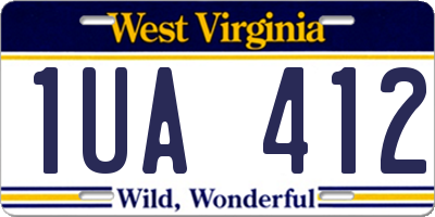 WV license plate 1UA412