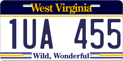 WV license plate 1UA455