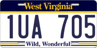 WV license plate 1UA705