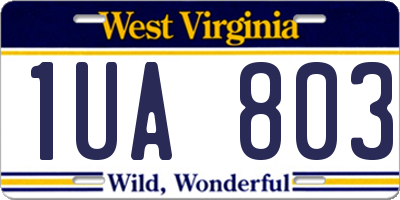 WV license plate 1UA803