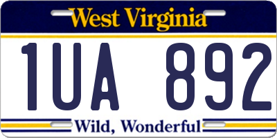 WV license plate 1UA892