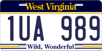 WV license plate 1UA989