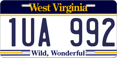 WV license plate 1UA992