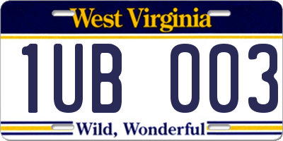 WV license plate 1UB003
