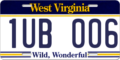 WV license plate 1UB006