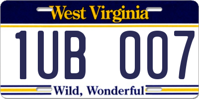 WV license plate 1UB007