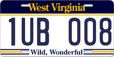 WV license plate 1UB008
