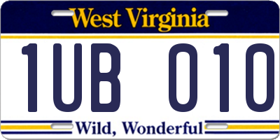 WV license plate 1UB010