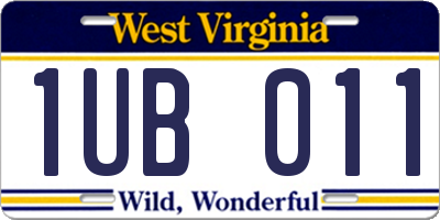 WV license plate 1UB011