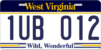 WV license plate 1UB012