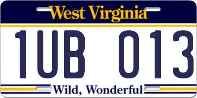 WV license plate 1UB013