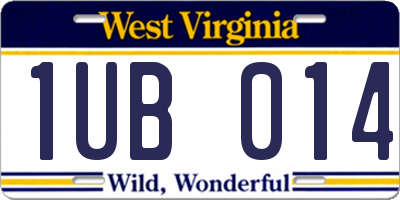 WV license plate 1UB014