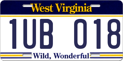 WV license plate 1UB018