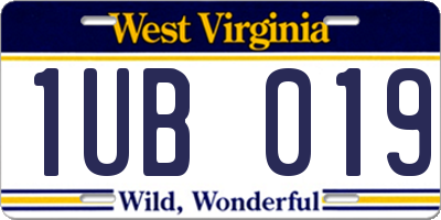 WV license plate 1UB019