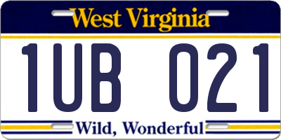 WV license plate 1UB021