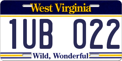 WV license plate 1UB022