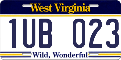 WV license plate 1UB023