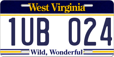 WV license plate 1UB024