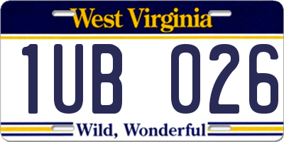 WV license plate 1UB026