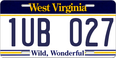 WV license plate 1UB027