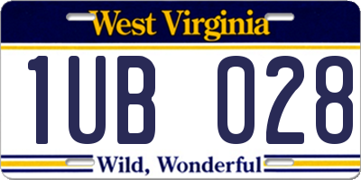 WV license plate 1UB028