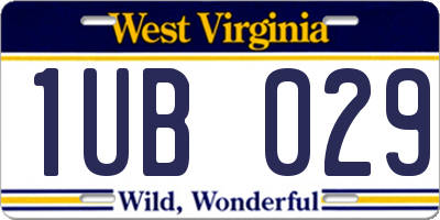 WV license plate 1UB029
