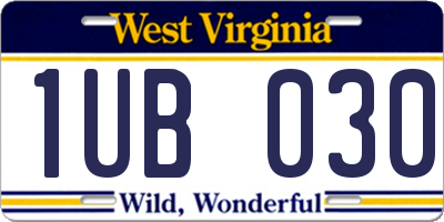 WV license plate 1UB030