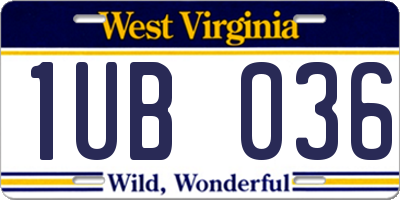 WV license plate 1UB036