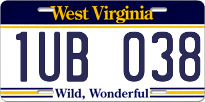 WV license plate 1UB038