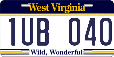 WV license plate 1UB040