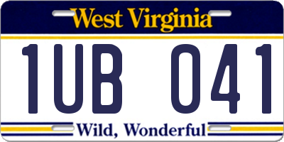 WV license plate 1UB041