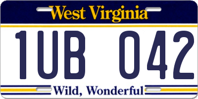WV license plate 1UB042