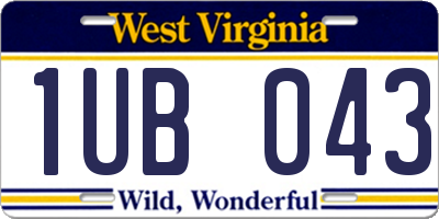 WV license plate 1UB043