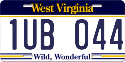 WV license plate 1UB044