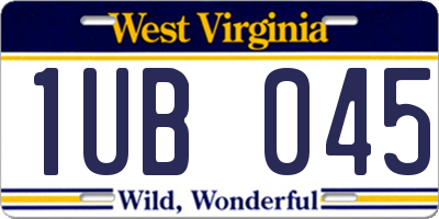 WV license plate 1UB045