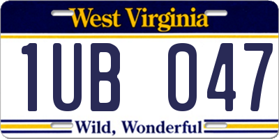 WV license plate 1UB047