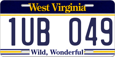 WV license plate 1UB049