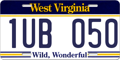WV license plate 1UB050