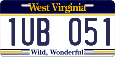 WV license plate 1UB051