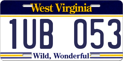 WV license plate 1UB053