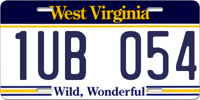 WV license plate 1UB054