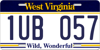 WV license plate 1UB057