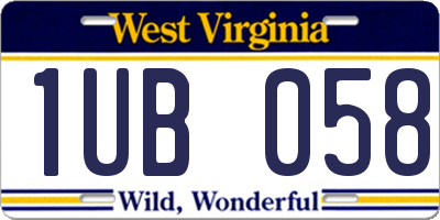 WV license plate 1UB058
