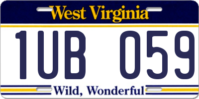 WV license plate 1UB059